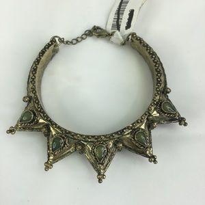 free people tribal bracelet pointy green stone New